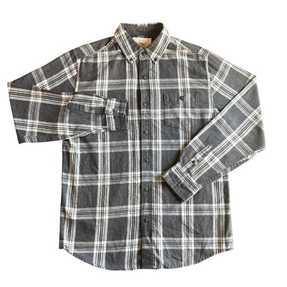 Vtg style Mens perfect lived in feel Gray Plaid Long Sleeve Button Up Shirt M/M - Picture 2 of 10